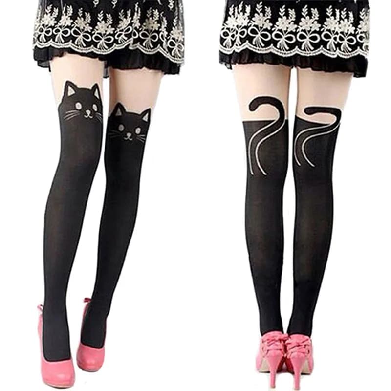 Women Cute Cat Design Tights Legwear Ladies Girls Pantyhose Nylon Lovely Kitty Tights