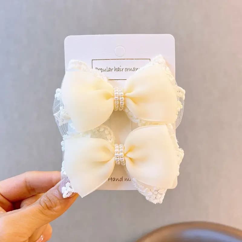 Fiocchi per capelli in maglia gelatinosa Design in pizzo Clip per fiocco coreano Coppia per fermagli per capelli laterali per ragazze Accessori per capelli ultra morbidi e senza imbottiture