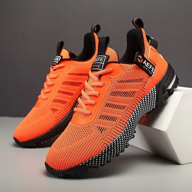 Men's Running Shoes Trend Orange, lightweight and breathable, casual men's sneakers, non-slip sports shoes, net athletic shoes