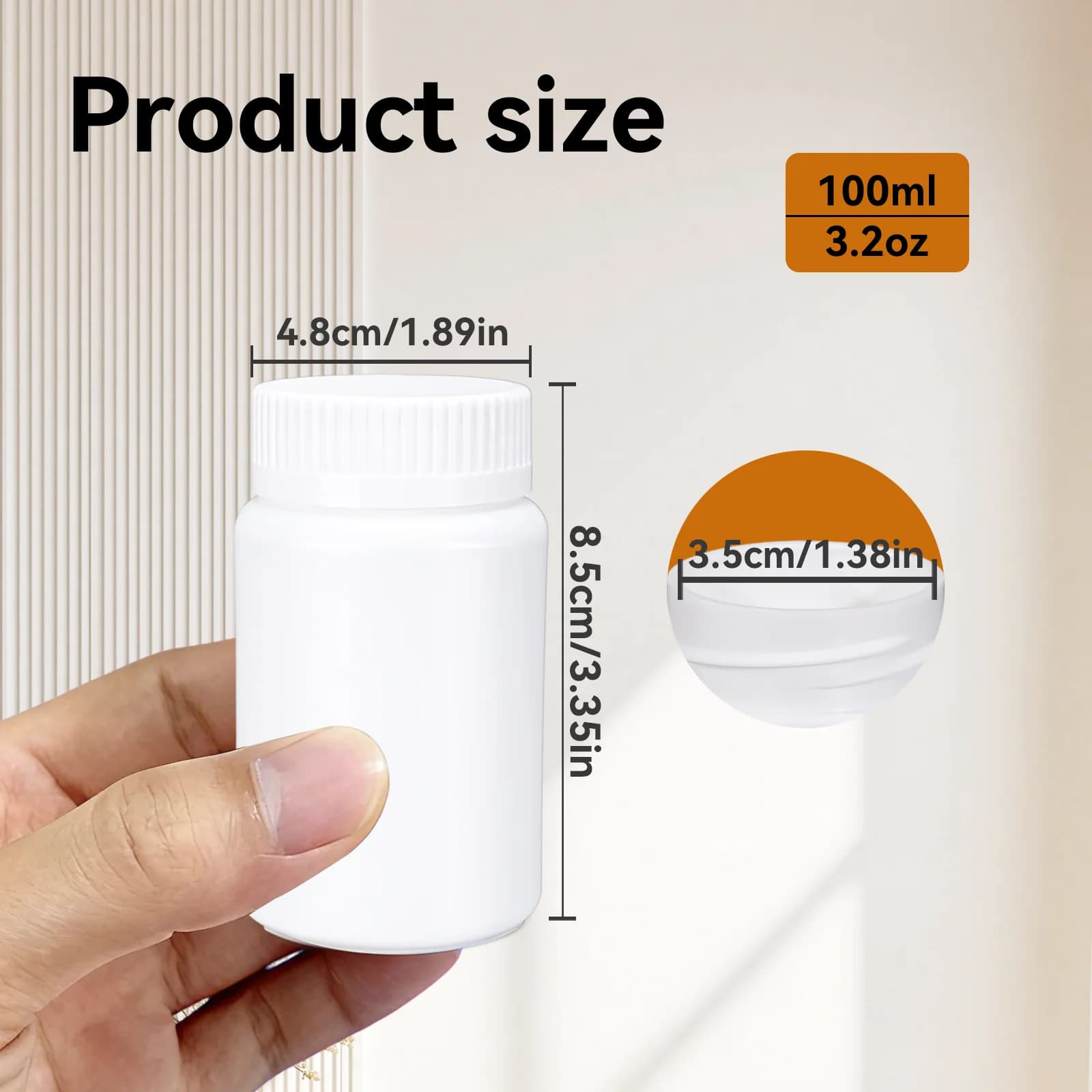 20PCS 20ML-200ML Bottiglie rotonde in plastica per uso alimentare, contenitori per capsule, flaconi per vitamine, pillole, medicinali, in HDPE, portatili, con chiusura a vite