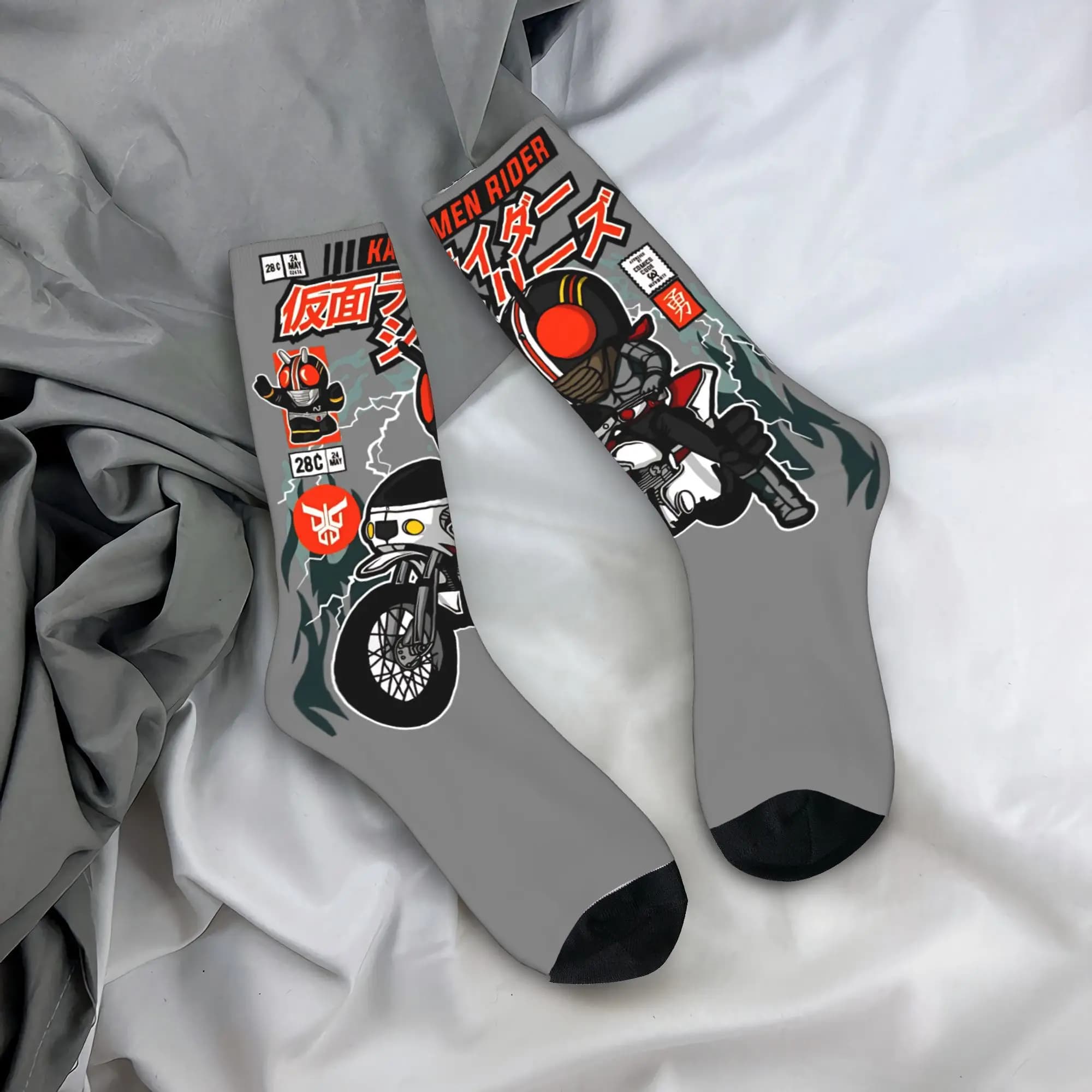 Kamen Rider Comic Cover Print Dress Socks Merch for Casual Wear Cozy Stockings