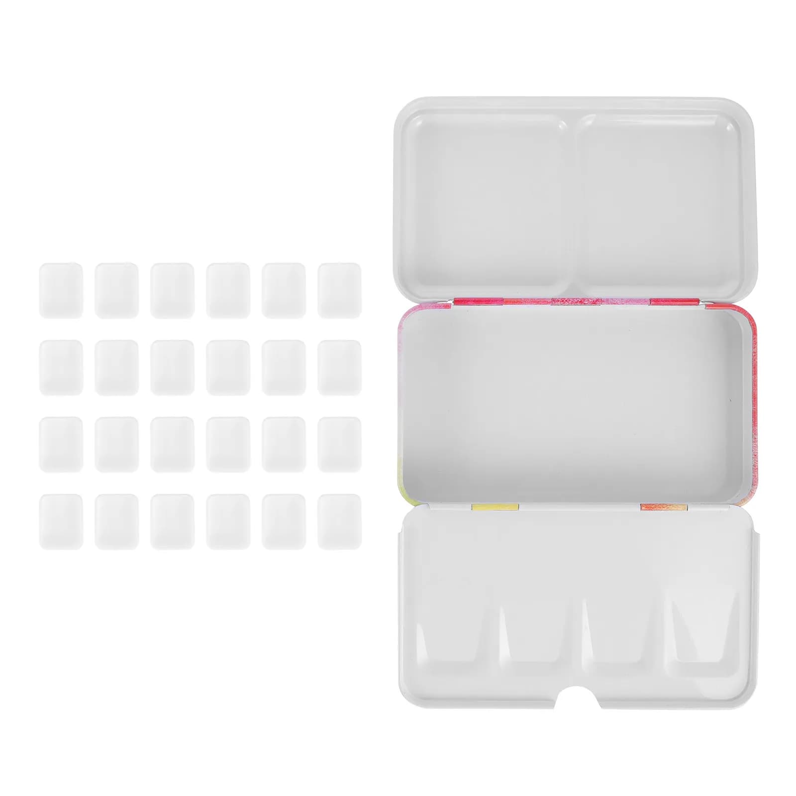 1Set Blank Watercolor Tin Set Rust Resistant Iron Body Smooth Plastic Pans Efficient Color Modulation Palette for Watercolor