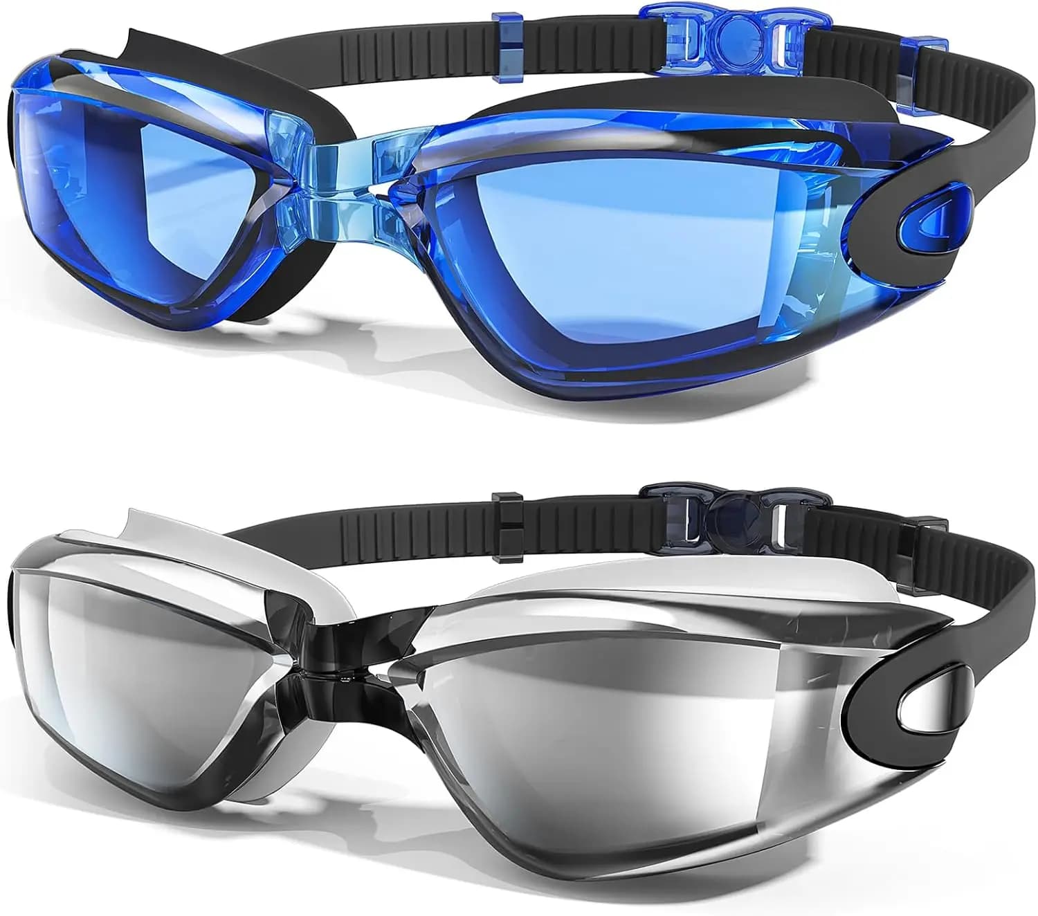 Pack of 2 anti-fog swim glasses with UV protection for adults, stagna seal design