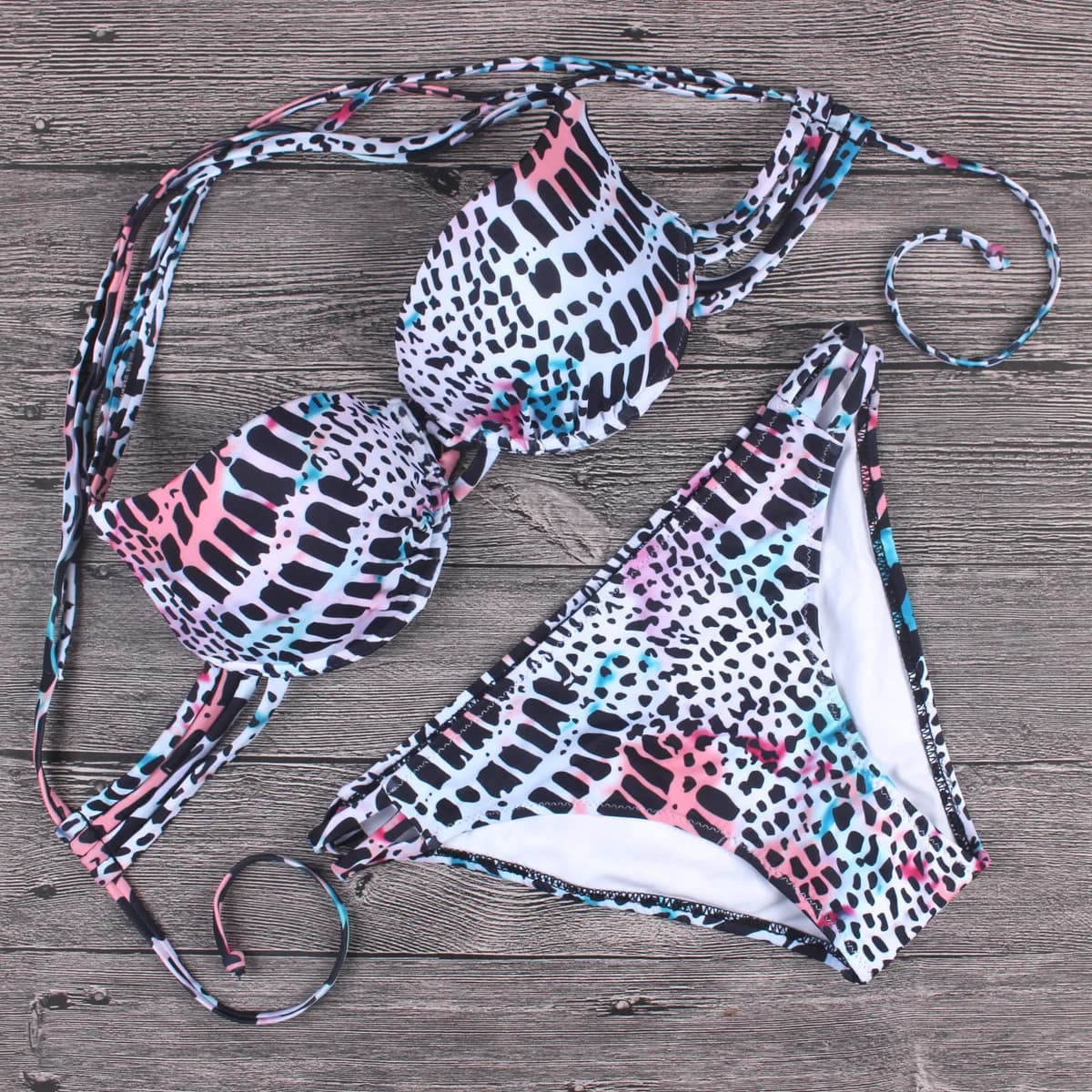 Swimwear Sexy Woman Lettuce Swimwear Floral Swimwear Push Up Padded Beach Wear Swimwear Bikini