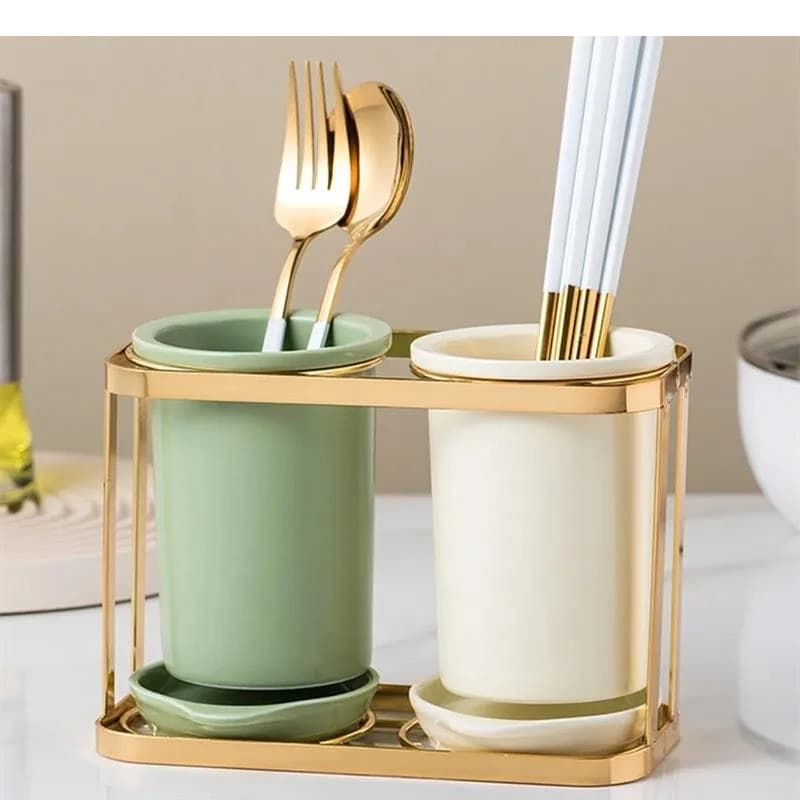 Simple Solid Color Ceramic Chopsticks Tube Kitchen Rack Knife and Fork Storage Box Home HQ250