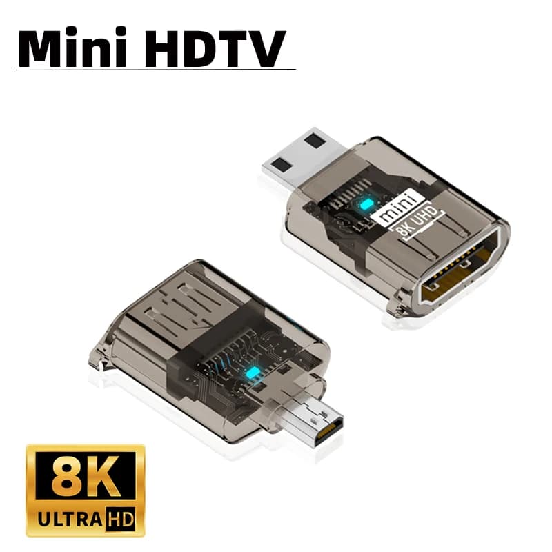 Adattatore HDMI 2.1 Mini 8K@60Hz da Maschio a Femmina, Cavo Audio Video per HDTV, Proiettore, PS4, PS5, Laptop, PC
