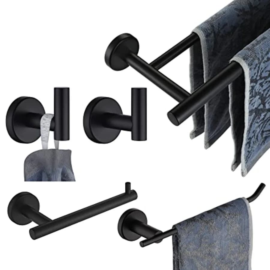 Set di Accessori per Bagno, Set di 5 Pezzi Opachi da Parete Include Portasciugamani da 24 Pollici, Barra HT da 9 Pollici, Porta TP, Portasciugamani