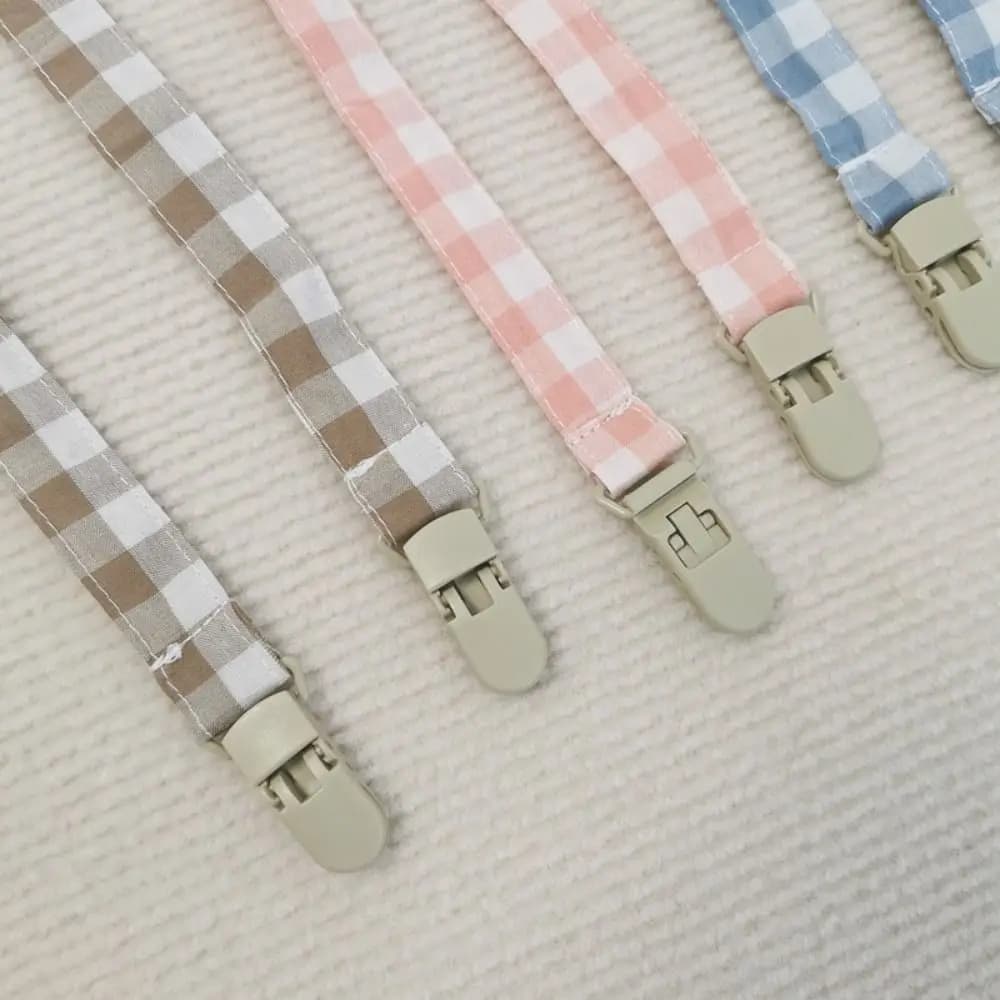Catenella Portaciuccio in Tessuto Ricamato per Neonati, Regolabile, con Orsetto, Clip per Ciuccio, Cinghie per Massaggiagengive, Clip Porta Tettarella per Bambini