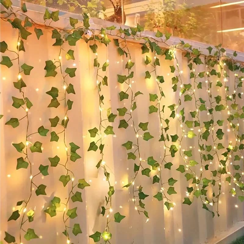 Rope lights with battery green leaves Garland of artificial leaves LED lights to hang Christmas decorations for weddings