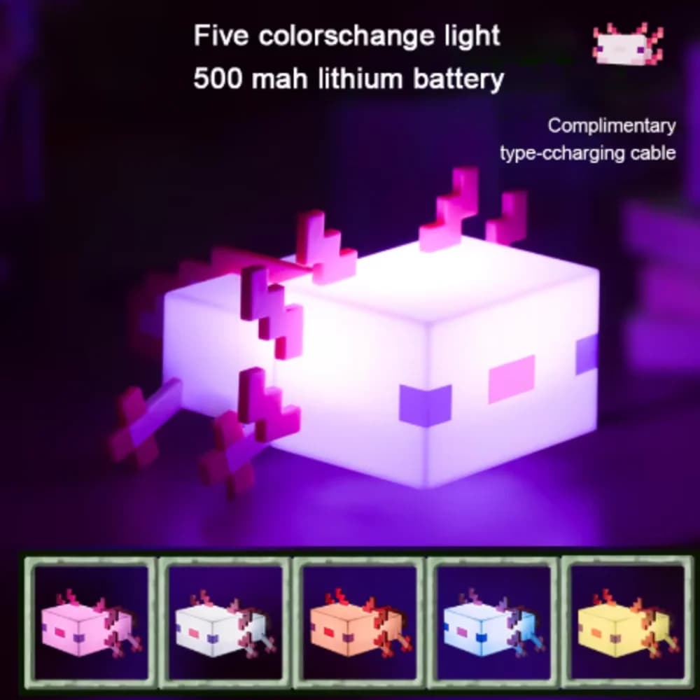 Lampada Atmosfera Salamandra MC Game a 5 Colori, Luce Decorativa per Scrivania da Gaming e Comodino, Regalo Carino per Bambini