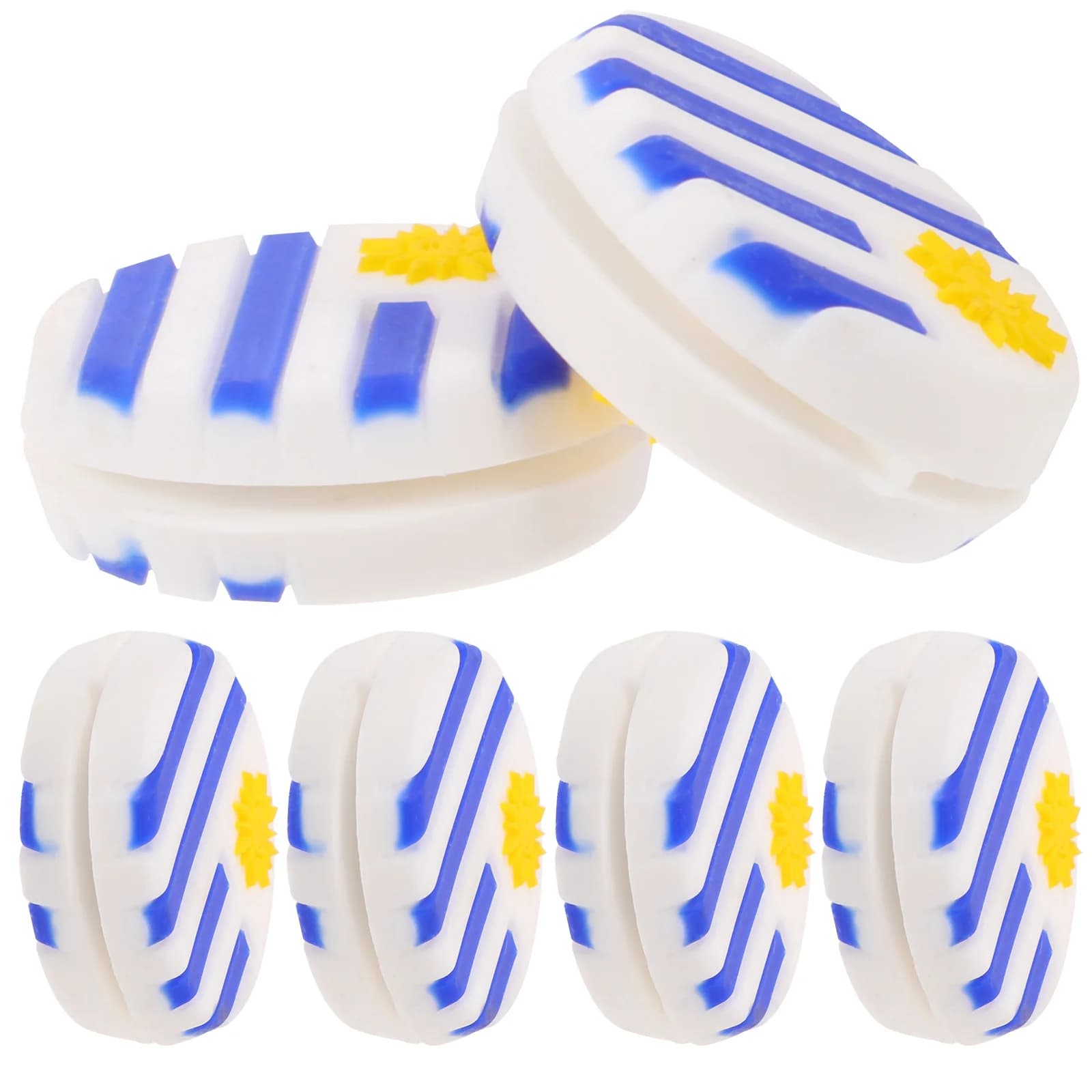 Set of 6 Antivibrations for Silicone Tennis Rack with Motive Uruguaian Flag, Decorative Ammortizers for Arm Comfort