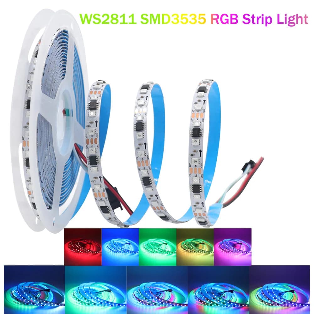 WS2811 RGB LED Strip Light SMD3535 96LEDs/m Individually Addressable 16/32/pixels/m TV Backlight Flexible Tape Light DC12V 24V
