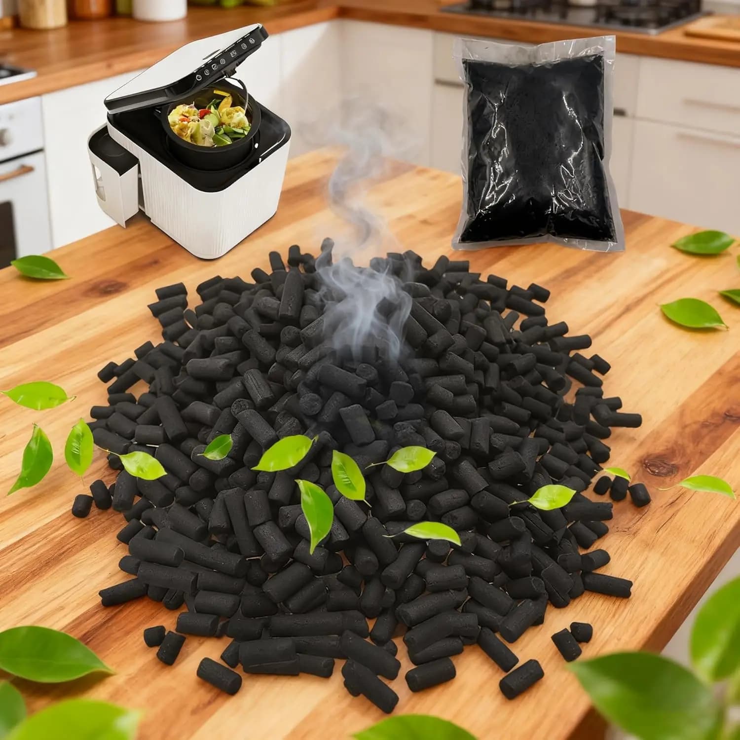 Ricariche Filtranti Assorbenti di Odori per Compostatori da Cucina, Carbone Attivo per Contenitori Elettrici