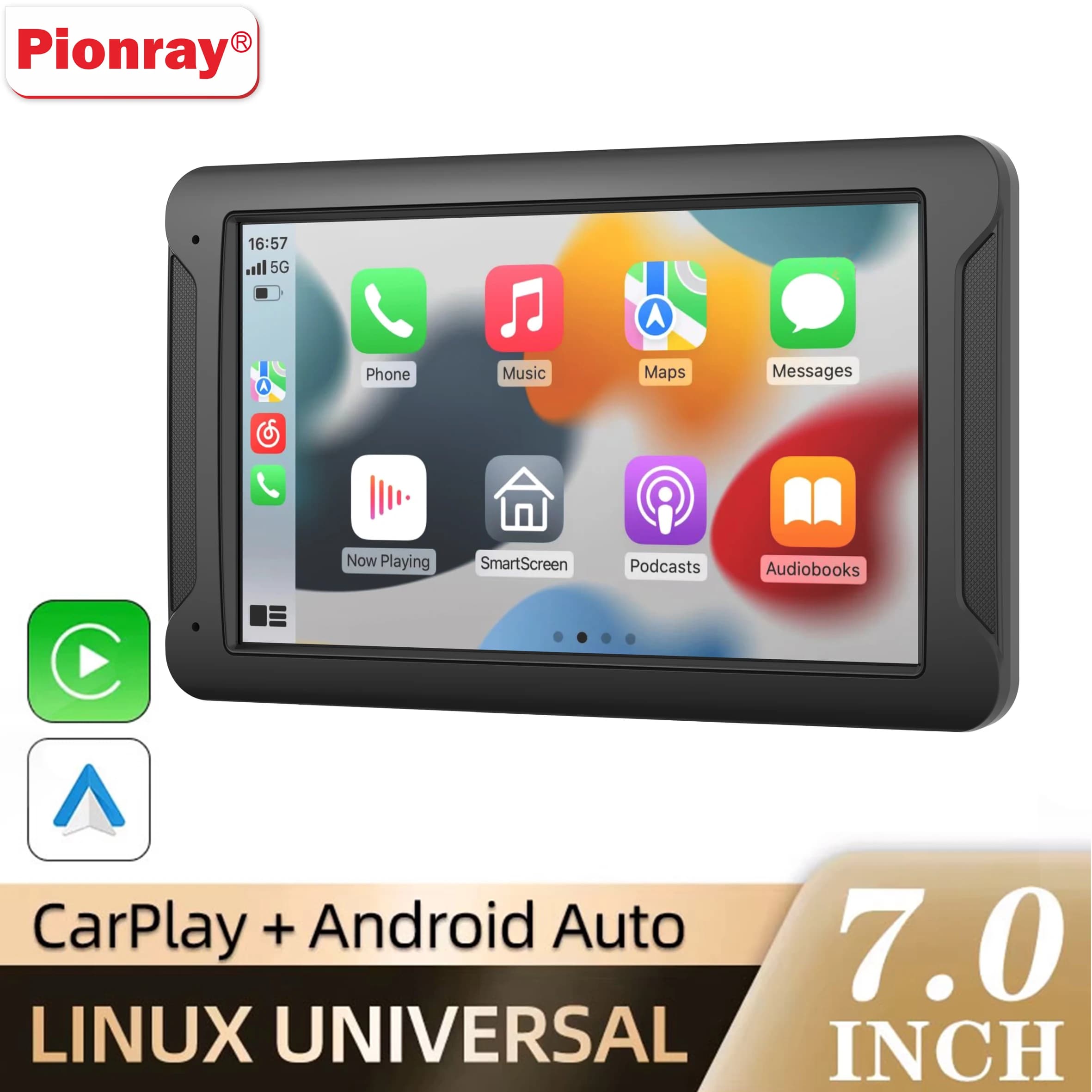 Schermo CarPlay wireless Pionray per auto Touchscreen stereo portatile HD da 7 pollici CarPlay e Android Auto 1080P Full HD Screen Backup Cam