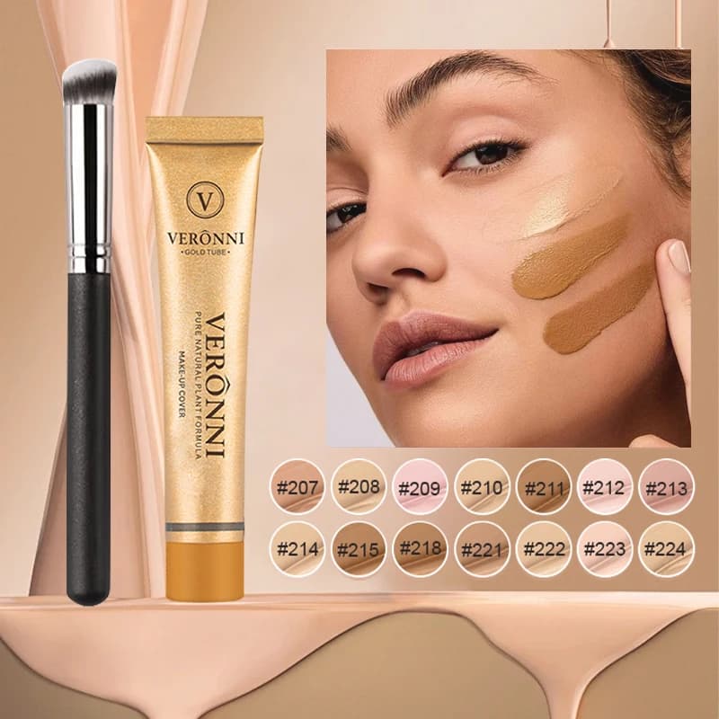 14 color liquid concealer foundation set, light moisturizing matt foundation concealer and long lasting multipurpose