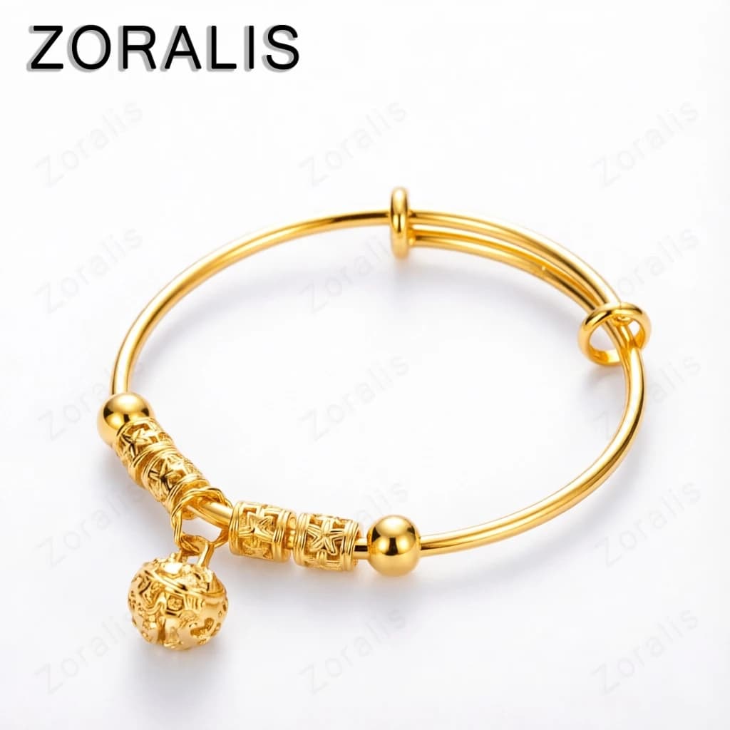 Fine Wholesale 18K Gold Bangle Women Retro Bells Cuff Bangles Adjustable Bracelets Party Wedding Fashion Jewelry Gift