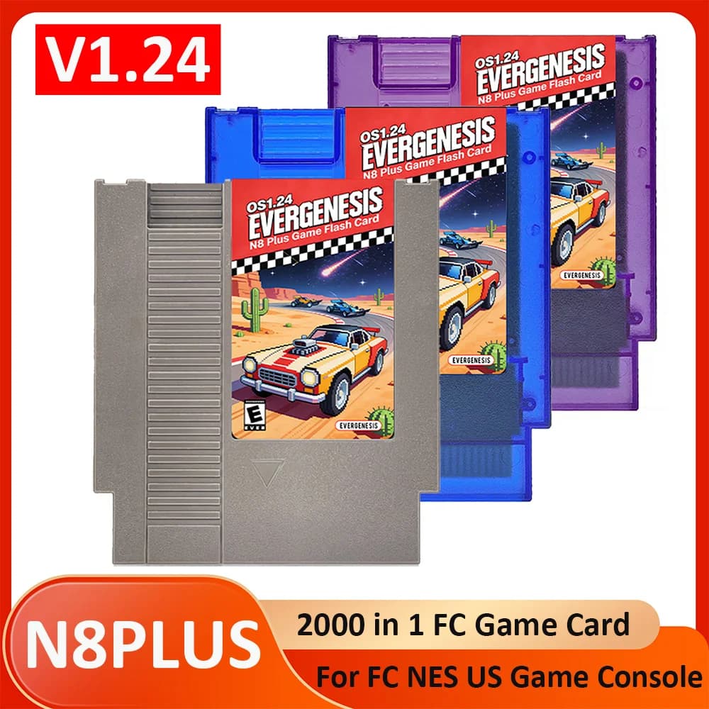Nuova scheda di gioco N8PLUS OS V1.24 2000 in 1 con collezione di giochi FC NES e scheda TF da 4 GB per console di videogiochi Family Computer 8-bit US