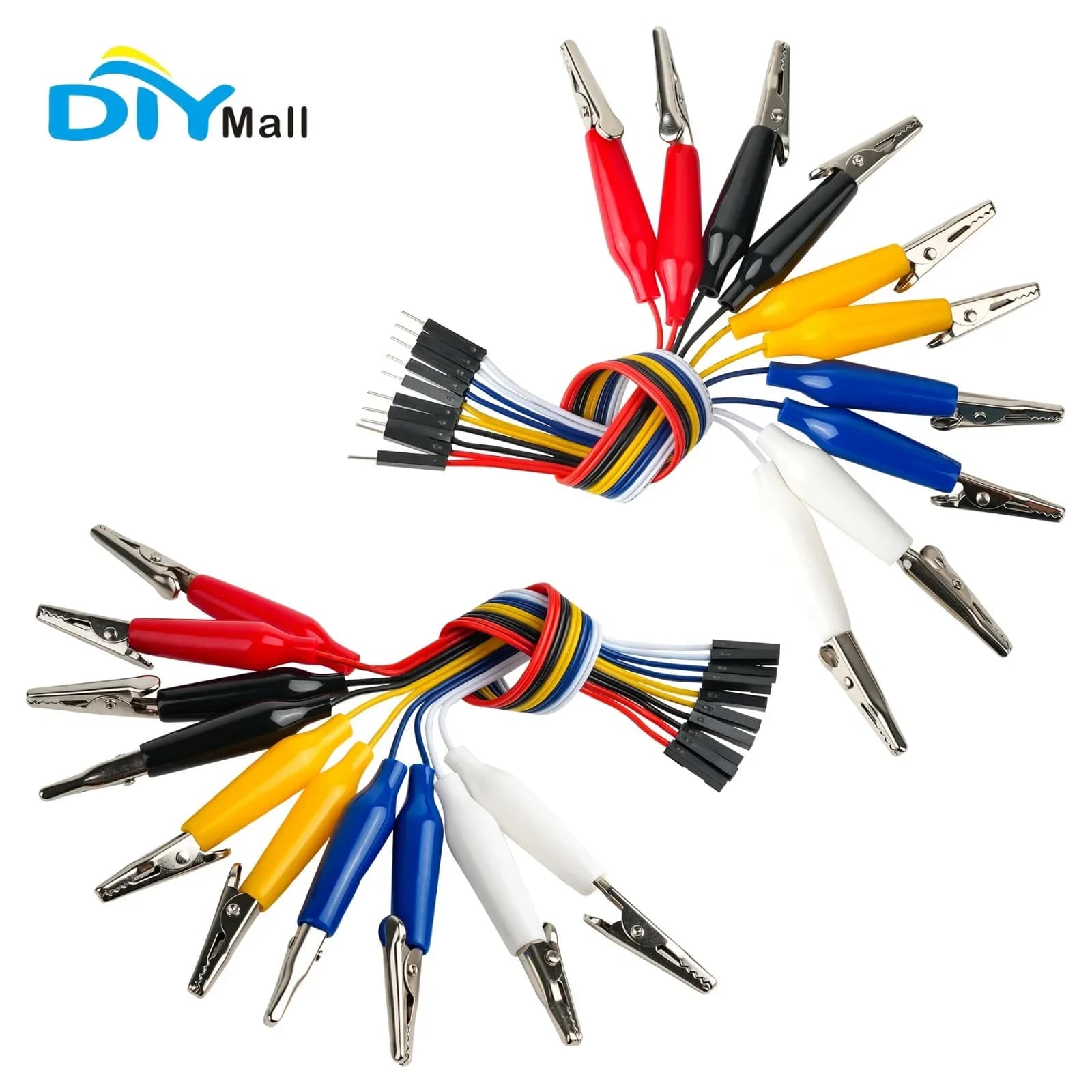 Cavo Jumper con Clip a Coccodrillo e Connettori Dupont 20cm Maschio-Femmina per Connessione Arduino Microbit Breadboard