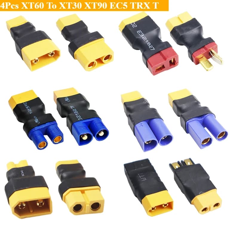 4 Pz Adattatore Da XT60 A XT30 XT90 EC5 TRX T Femmina A Maschio Spina Deans Connettori Spina RC Elicottero Quadcopter Lipo Controllo Della Batteria