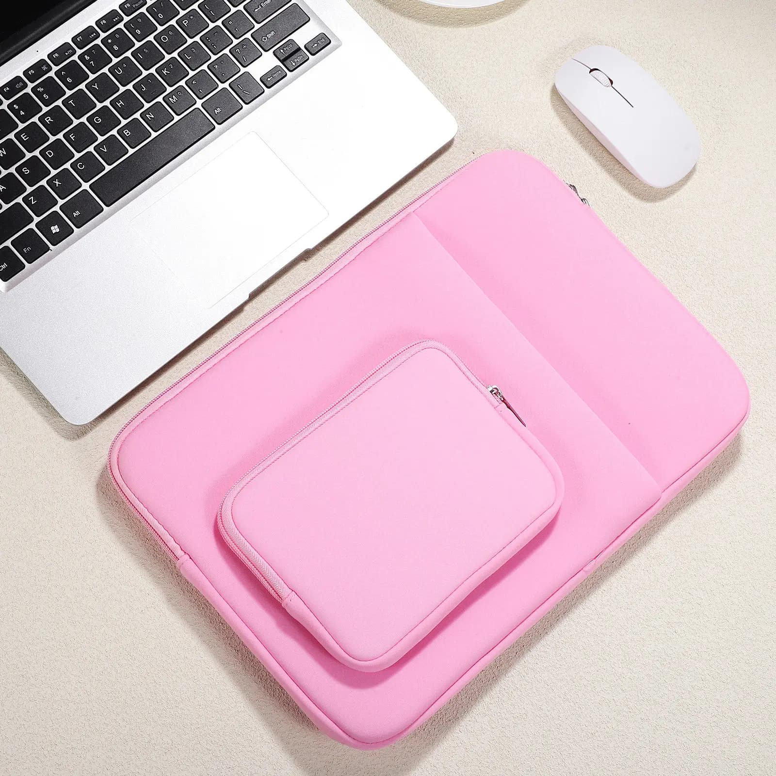 Custodia Protettiva per Laptop da 13 Pollici con Materiale Morbido Rinforzato, Tasca con Cerniera in Metallo per Tablet, Blocco Note, Cavi, Viaggi d'Affari
