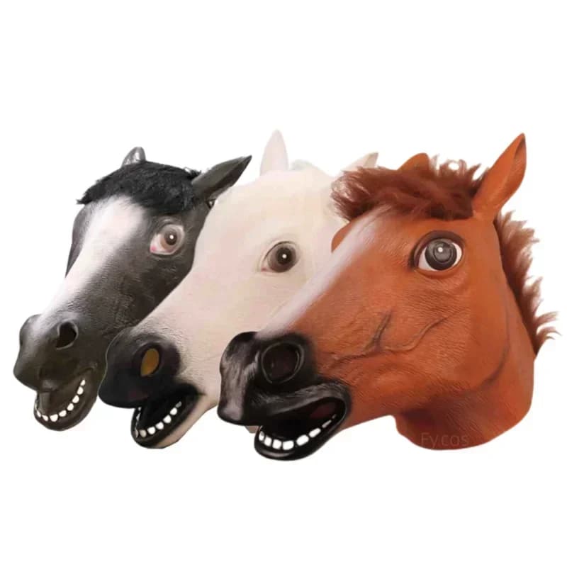 Horse head mask monkey asino penguin funny Mascara in latex integral new animal Halloween Rave Cosplay disguise adult woman