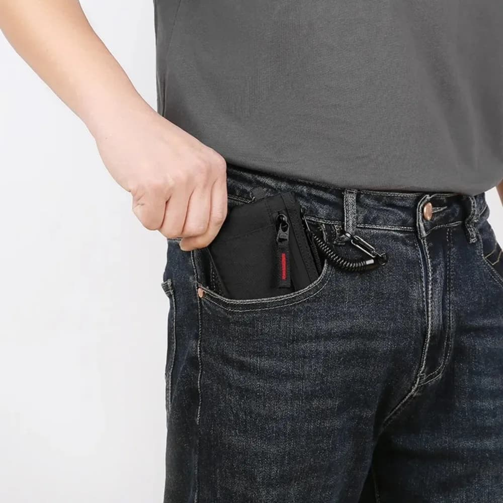 Portafoglio di Lusso RFID per Carte di Credito, Sottile in Nylon, Antifurto con Portamonete con Cerniera per Uomo