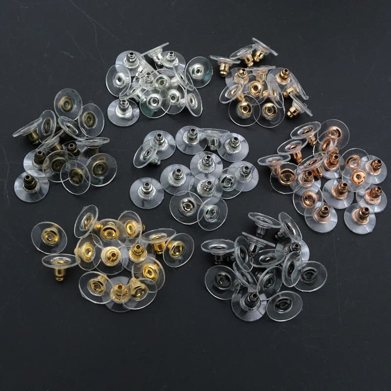 100pcs/Lot 11x6mm Plastic Metal Earring Backs Bullet Stoppers Earnuts Ear Plugs Gold/Silver Plated Findings Jewelry Accessories
