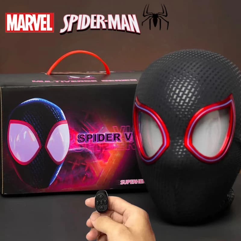 Marvel Mascara Miles Spiderman Copricapo Cosplay Eyes Movement Electronic Mask Spider Man 1:1 Remote Control Toys for Adult Gift