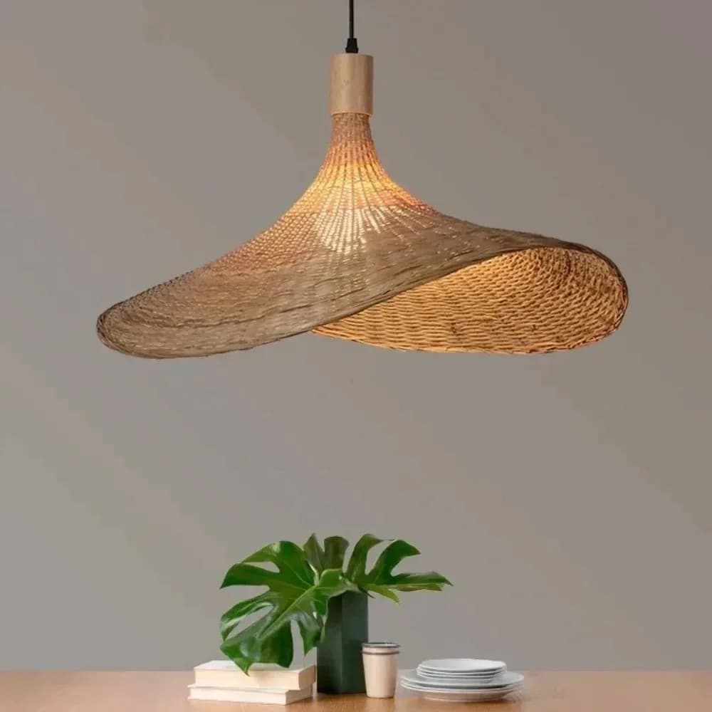 JOYINLED Rattan Lampadario giapponese Nuova lampada a sospensione in bambù cinese per sala da tè IslandRestaurant Lampada a sospensione a LED Dia.30cm