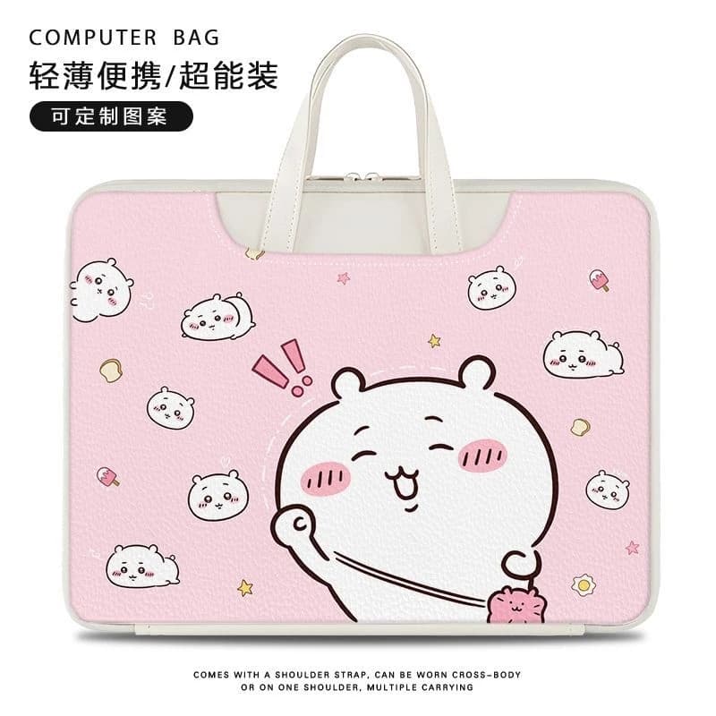 Borsa per laptop Chiikawa, custodia protettiva dal design simpatico e cartoonesco con maniglia per notebook da 13-15 pollici, per viaggi, ufficio, scuola