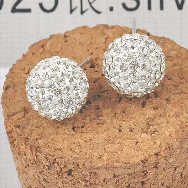 bianco 12mm 925 gioielli in argento gancio perline sfera di cristallo orecchini in argento 925 moda orecchini a bottone in argento 925
