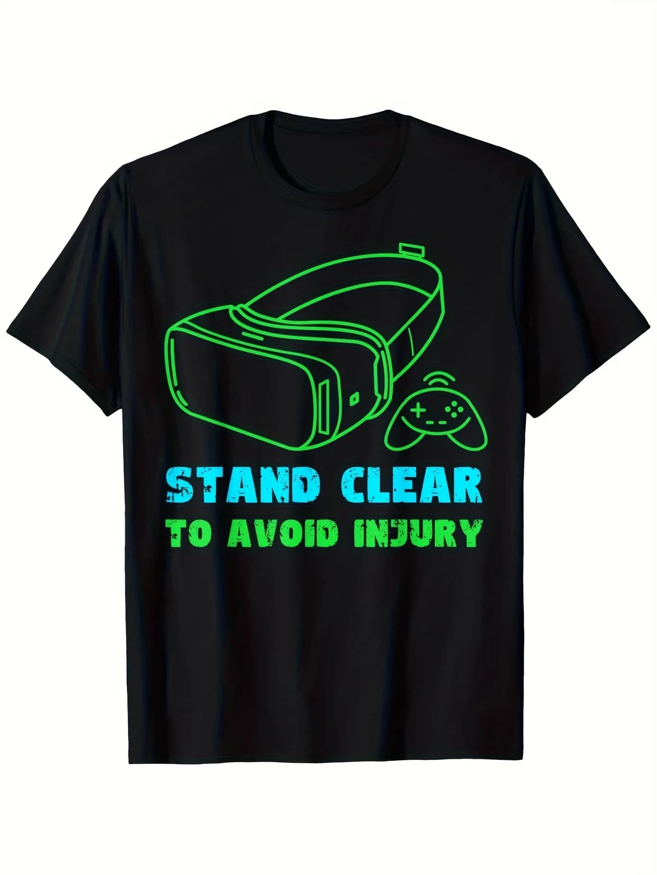 Vr Gaming T-Shirt - Vibrant Neon Vr Headset and Game Controller Graphic Design, Perfect Gift for Gamers, Casual Style for Game Enthusiasts