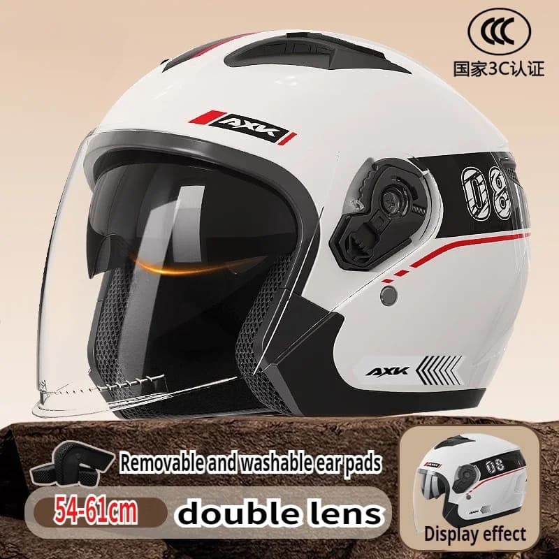 Motorcycle helmet with double mirror opening Half winter helmet warm style Electric bike safety helmet for four seasons