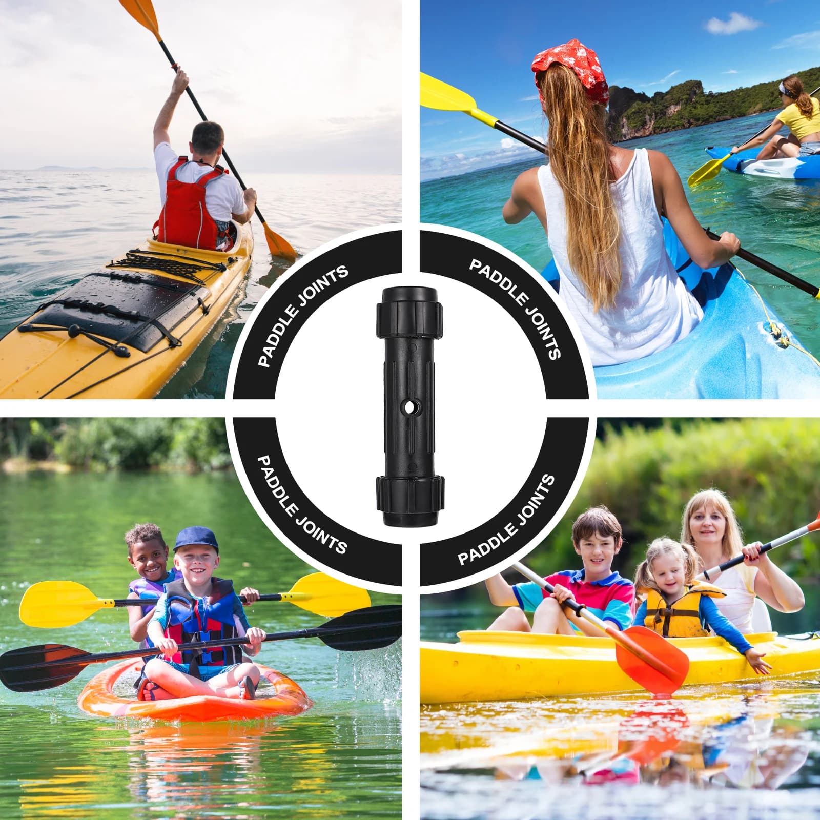 2Pcs Durable Boat Paddle Connection Pipes ABS Plastic Paddle Joints Replacement for Kayak Canoe Oars Screw Joint Tool