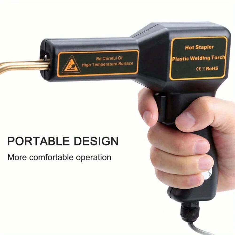 Pistola per saldatura + 200 pezzi di punti metallici a caldo per paraurti auto, parafango, saldatore, cucitrice, kit di riparazione per saldatura in plastica, facile da usare