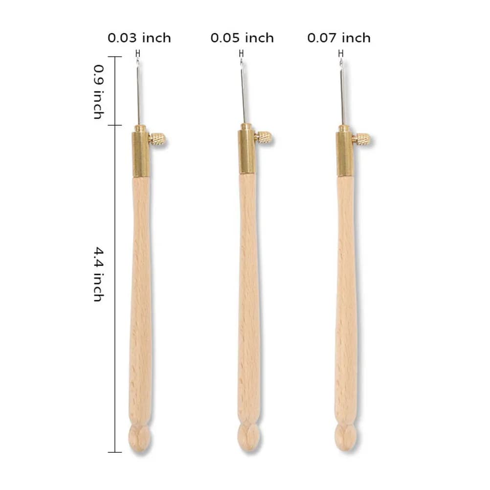 1Set Embroidery Punch Tool Set Smooth Metal Needle Long Threader Ergonomic Grip for Handmade Wall Art Clothing DIY Craft Home