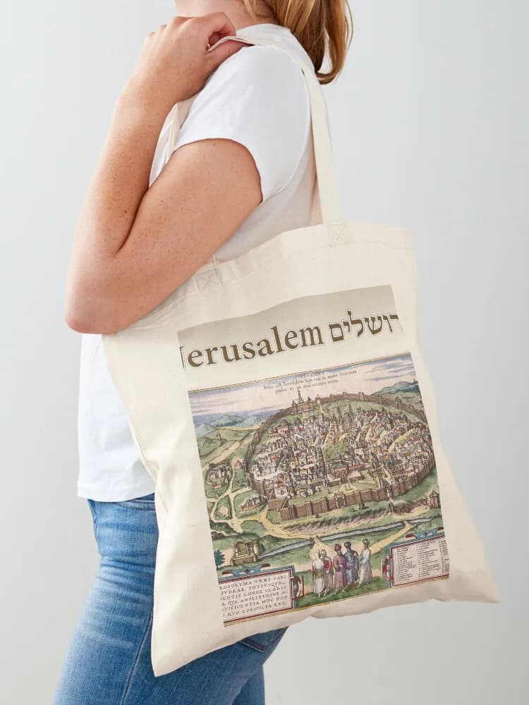 Borsa tote The Holy City of Jerusalem, borsa ecologica pieghevole per la spesa e la spiaggia