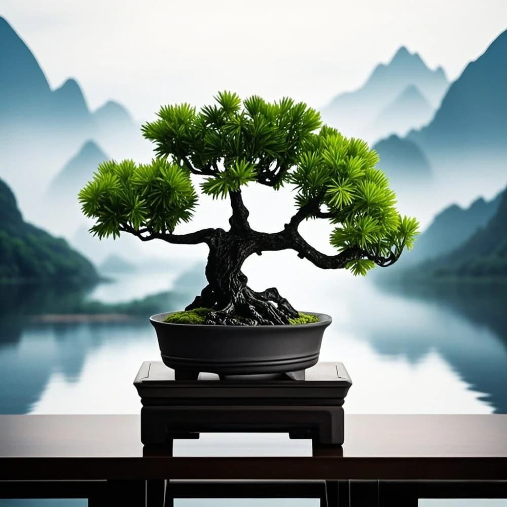 Artificial Tree Green Bonsai in Vase Ornaments Plant Finta Table Decorations for New Year