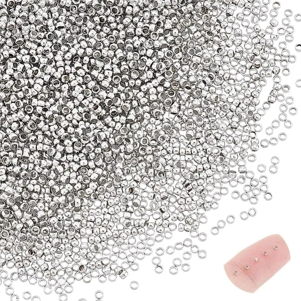 5000 pezzi perline a crimpare rotonde perline distanziatrici da 1,5 mm foro da 0,5 mm piccole perline braccialetto fai da te perline a crimpare perline di metallo