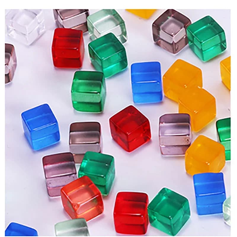 100 pz/set 10mm angolo quadrato trasparente 6 tipi di dadi di cristallo colorati pezzo di scacchi accessorio per giochi di Puzzle