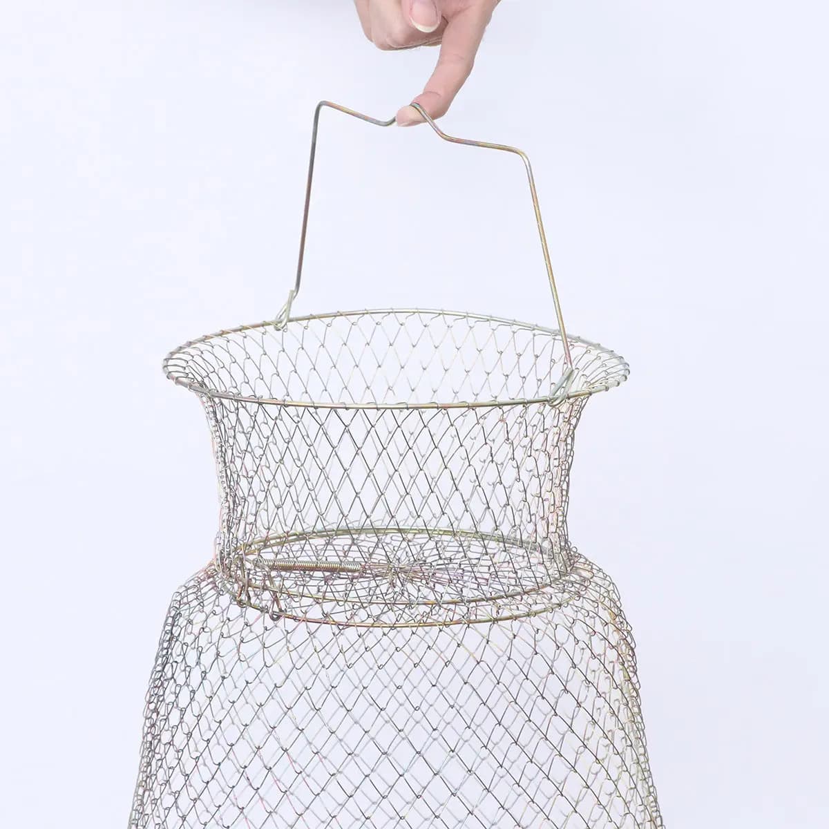 Rete da Pesca Pieghevole con Fori a Rete da 30 cm, in Filo di Ferro Resistente per Granchi, Aragoste, Gamberi, Gamberetti, Anguille, Pesciolini, Salmone, per Lago