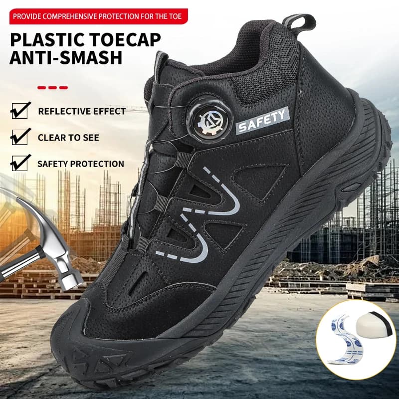 Scarpe antinfortunistiche di livello medio, scarpe per la protezione sul lavoro, scarpe da miniera, resistenti agli urti e alle perforazioni.