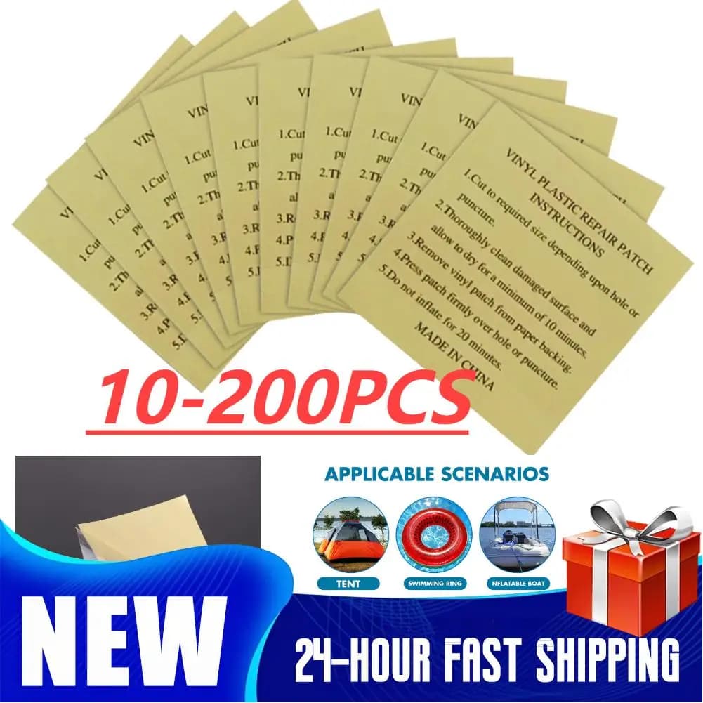 10-200PCS Waterproof PVC Repair Patch Adhesive Tape for Outdoor Inflatable Boat Air Mattress Sofa Swimming Pool Punching Bag