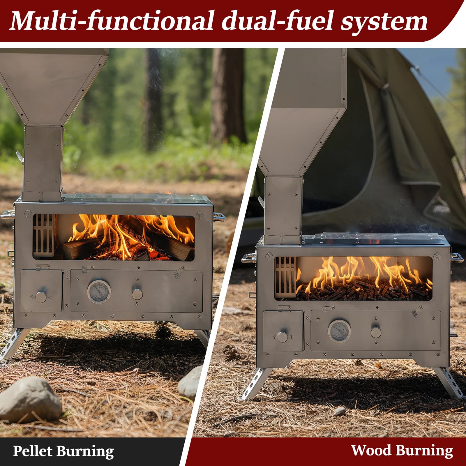Camper's Stove with Firewood, Wood Stove with Oven for Heating/Cooking/Cooking/Camping