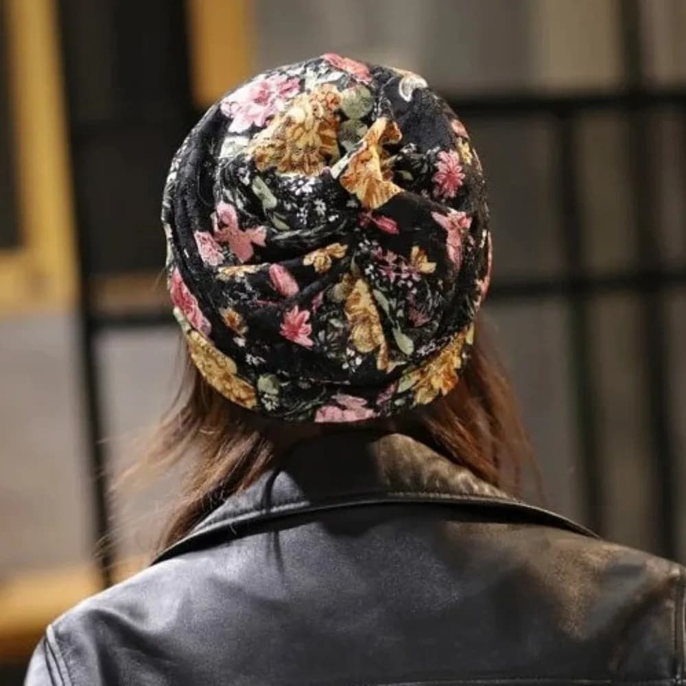 Turban Hat Floral Pattern Floral Lace Beanie Soft Comfortable Stretch Slouchy Turban Breathable Windproof Hood Daily Use