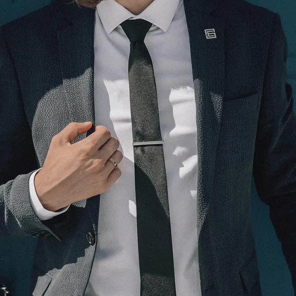 Men's Stainless Steel Tie Clip Simple Smooth Surface Laser Engraving Suit Tie Clip Geometric Pattern Business Casual Style