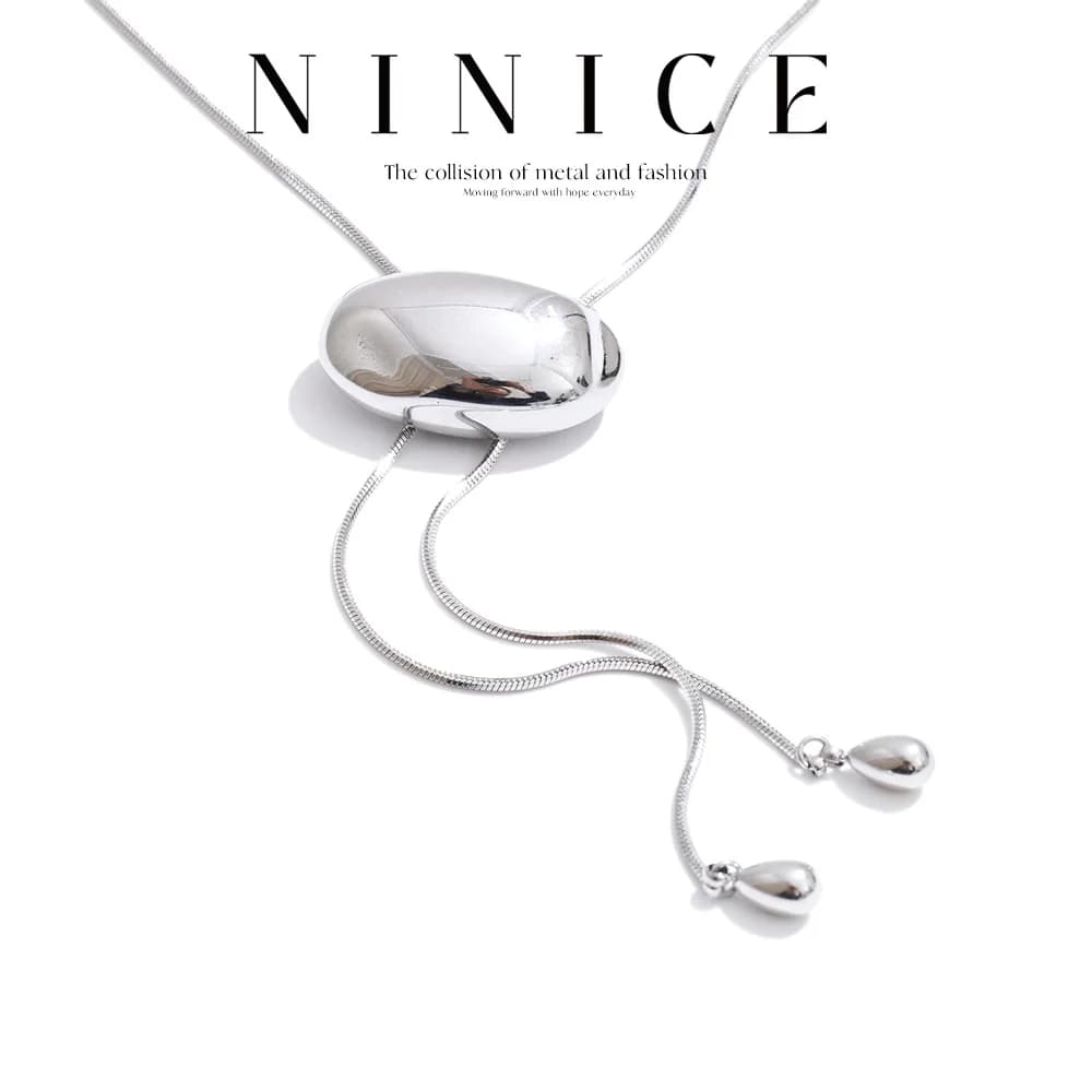 NiNice 70cm Stainless Steel Oval Long Chain Drop Necklace for Women Autumn Winter Style Sweater Chain Jewelry Wholesale