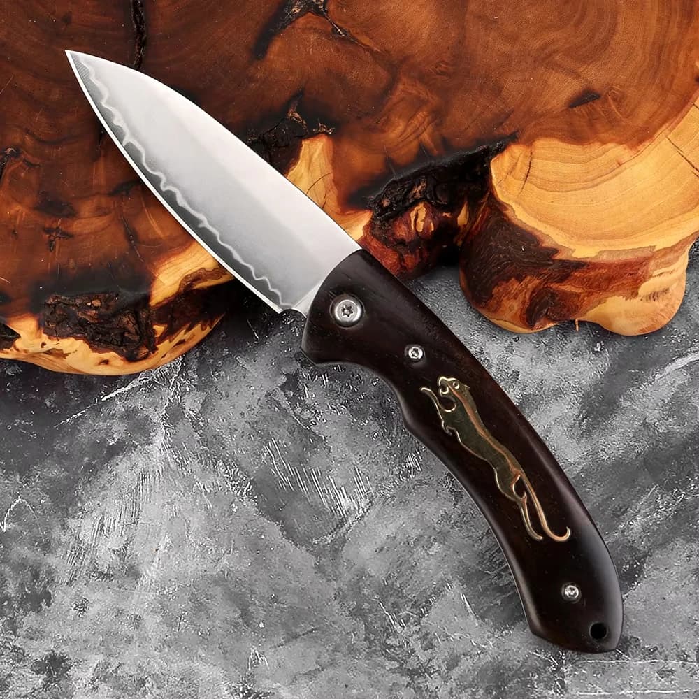 3 Layer Composite Steel Folding Knife High Hardness Portable Fruit Knife Outdoor Camping Hiking Fishing Kitchen Tool EDC