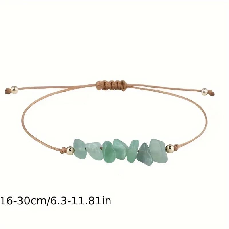 Popular in Europe and the United States, irregular gravel rough stone woven wax thread bracelet, bohemian style tiger eye amethyst beach hand rope