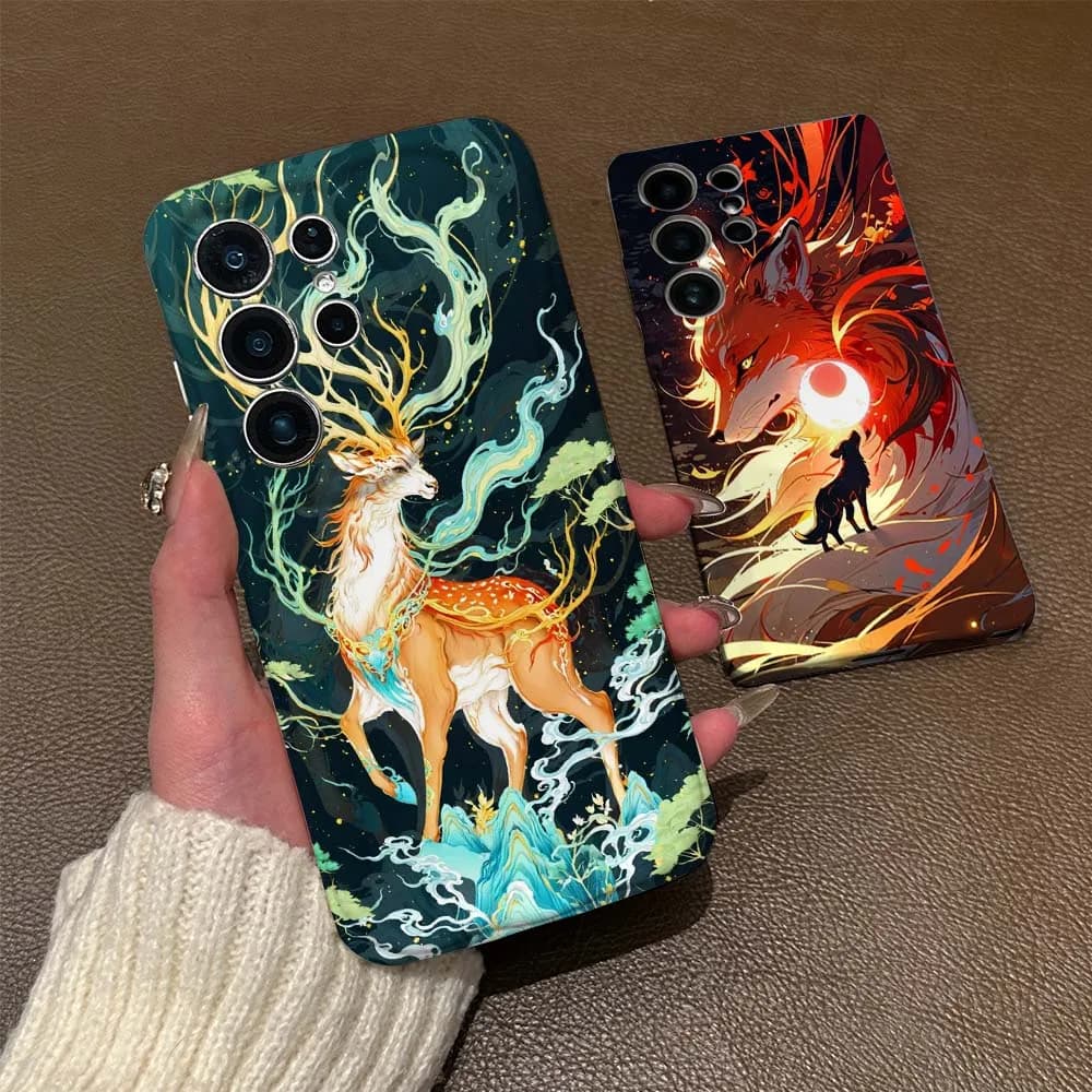 Custodia per telefono Fox Deer Anime Cool per Samsung Galaxy S26 S25 S24 S23 S22 S21 Plus Ultra FE Lite 5G Feilin Wave Oil Shell